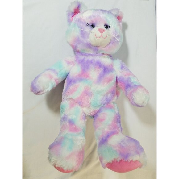 Build A Bear Plush Pastel Swirl Tie Dye Kitty Cat Pink Purple Blue BABW #1 - Picture 2 of 10